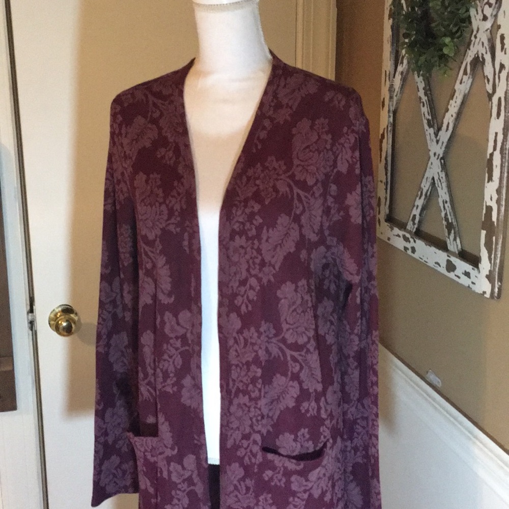 Knox Rose XXL Burgundy Floral Cardigan